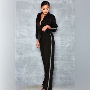 Mistress Rocks Black Trouser pants side stripe Size XS